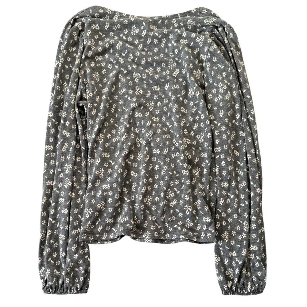 Bohme Gray Floral Blouse - Picture 2 of 5